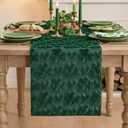 2 x Artoid Mode Green Soft Plush Faux Fur Jacquard Heart Clover St. Patrick's Day Table Runner, Seasonal Kitchen Dining Table Decoration for Home Party Decor 13x72 Inch