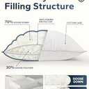 Goose Down Pillow for Sleeping, Hotel Quality 750 Fill Power Queen Size Pillow with Pillowcase - Bed Pillow for Master Bedroom, Support for Back, Side, Stomach Sleepers, 1 Pack, 20x30 Inch