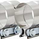 2PCS 1.5" Lap Joint Band Clamps,Exhaust Muffler Clamp, Exhaust Pipe Clamps preformed Stainless Steel