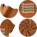 Thanksgiving Shirts for Women Thankful V Neck Shirt Family Thanksgiving Gifts Short Sleeve Tee Fall Top (Brown, S)