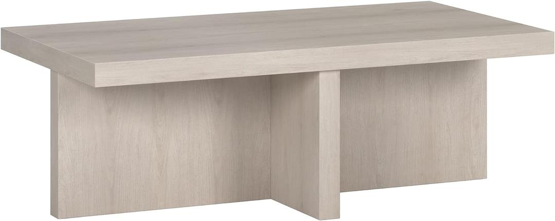 Henn&Hart 44" Wide Rectangular Coffee Table in Alder White, for Home, Living Room, Bedroom, Entertainment Room, Office