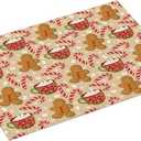 Christmas Dish Drying Mat for Kitchen Counter 18"x24", Gingerbread Man Candy Cane Coffee Mat Dishes Drying Pad Absorbent Drainer Mat Kitchen Countertop Protector Easy Clean