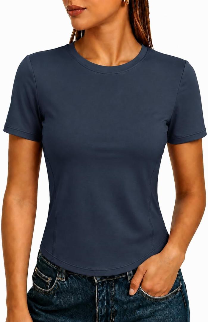 Alaroo Womens Summer Tops Short Sleeve Shirts Crewneck Basic Tee (Gray, S)