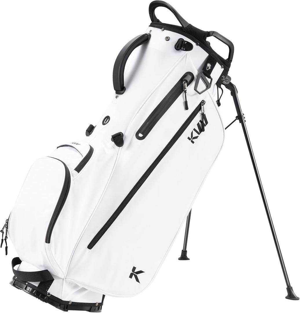 KVV Lightweight Golf Stand Bag with 7 Way Full-Length Dividers, 5 Zippered Pockets, Automatically Adjustable Dual StrapsElegant Design