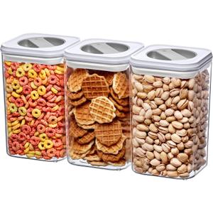 Amazing Abby - Carol - 96-Ounce Acrylic Canister (Set of 3), Plastic Airtight Food Container, Stackable for Pantry Storage, BPA-Free and Shatter-Proof, Perfect for Home and Commercial Use