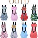 MANON ROSA Chicken Diapers Bantam Hens - Reusable 3-Piece Set with Bow Ties Poultry Nappies Washable Waterproof for Geese Pet Ducks Silkie (Floral S)