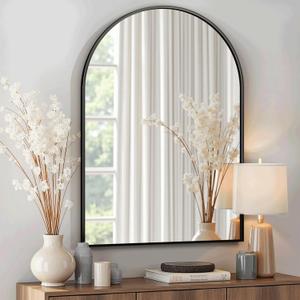 Arched Bathroom Mirror for Wall, Mirror for Vanity,30''x20'' Large Wall Mounted Mirror, Metal Frame (30''x20'', Black) (30"L x 20"W, Matte Black)