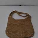 Hand-woven Soft Large Straw Shoulder Bag Boho Straw Handle Tote Retro Summer Beach Bag Rattan Handbag (Beige,khaki)