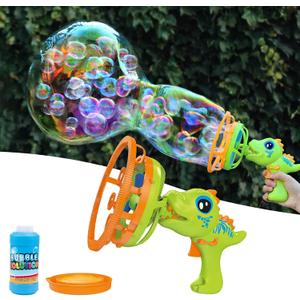 Bubble Gun Bubble Machine Dinosaur Bubble Blower Toy for Kids and Toddlers Bubble in Bubble Gun Party Favors Birthday Christmas Easter Gift for 3 4 5 6 7 8 9 Years Old Boys and Girls (Green), 7.2 x 12.2 x 2.5 inches