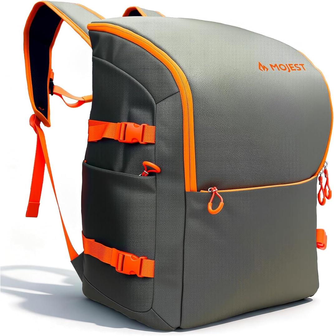 Mojest 55L Ski Boot Bag Backpack, 6 Pockets, Ergonomic Design, Waterproof Ski Snowboard Boot Bags, Stores Gear Including Jacket, Helmet, Goggles, Gloves & Accessories, Suitable for Downhill Skiing