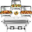 9QT Chafing Dishes for Buffet 4 Pack with 4 Full-Size Pans Silver