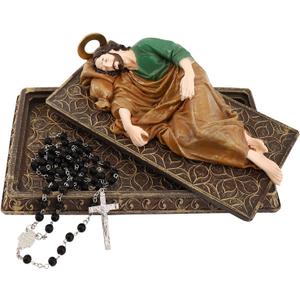 TALPGOD Sleeping St Joseph Statue 8.5 Inch,Catholic Statue Figure with Case and Rosary for Home Decor,San Jose Dormido Estatuas for Religious Gift