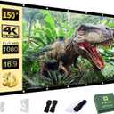 AAJK Outdoor Projector Screen 150 inch, Washable Projector Screen 16:9 Foldable Anti-Crease Portable Projector Movies Screen for Home Theater Outdoor Indoor Support Double Sided Projection