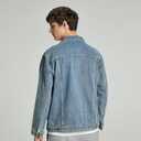 Denim Jacket Men Vintage Autumn and Winter Tops Mens Denim Trucker Jacket, XL