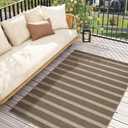 Lahome Elance Striped Easy Jute Rug, 3x5 Outdoor Patio Porch Rug Washable Rugs for Entryway, Indoor Outdoor Living Room Carpets, Farmhouse Neutral Non Slip Carpet for Backyard Bedroom RV, Khaki