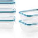 Snapware Total Solution 5-Pack (3-Cup) Plastic Food Storage Containers Set, Leakproof & Airtight Locking Lids Rectangular Tupperware, Non-Toxic BPA-Free Lids, Microwave Dishwasher Freezer Safe (10 PC Set)