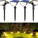 32 LED Solar Spot Lights Outdoor, In-Ground Flood Lights IP65 Waterproof, 3 Modes Landscape Lighting for Garden Pathway, Driveway, Fence Decor 4 Pack (Cool White)