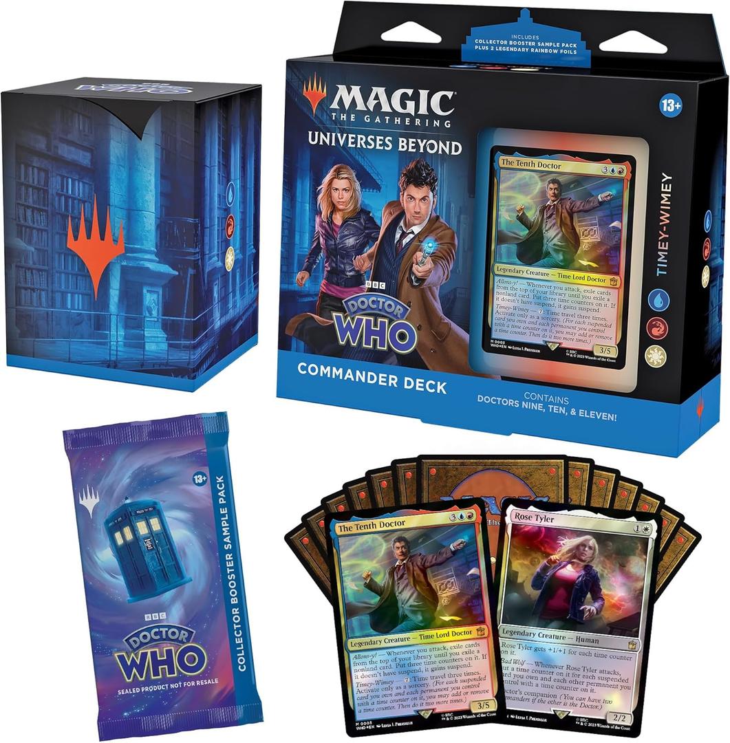 Magic The Gathering Doctor Who Commander Deck  Timey-Wimey (100-Card Deck, 2-Card Collector Booster Sample Pack + Accessories)