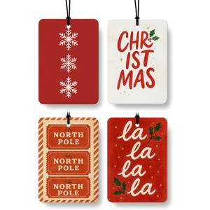 Red Christmas Berry Car Air Freshener 4 Pcs, Retro Winter Snowflake Christmas Hanging Air Freshener for Cars Closet Drawer Books, Xmas Car Accessories Mirror Decor for Women