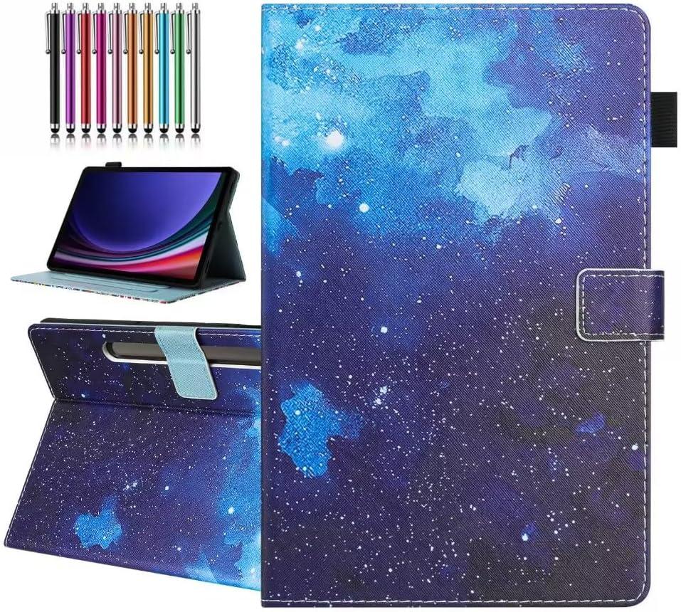 Case for Samsung Galaxy Tab S9 FE 10.9 Inch/S9 11 Inch 2023 Model, Auto Wake/Sleep, Premium PU Leather Folding Stand Cover with Pen Holder & Multiple Viewing Angles - Starry Sky
