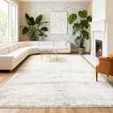 8x10 Area Rugs for Living Room Bedroom Washable, Modern Abstract Beige White Rugs Large Carpets Ultra Soft Faux Wool Retro Dining Room Non Slip & Non-Shedding Low Pile Print Pottery Barn