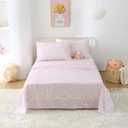 Kids Sheet Set Unicorn Pink Queen Size Bedsheet for Girls, 4PCS Rainbow Printed Microfiber Soft Breathable Children Bedding Easy-Fit 14 Inch Deep Pocket