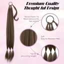Long Braid Ponytail Extension with Hair Tie DIY Wrap Around Synthetic Hairpiece Natural Soft Fluffy Style for Womens Daily Wear 34 Inches Mixed brown dark blonde