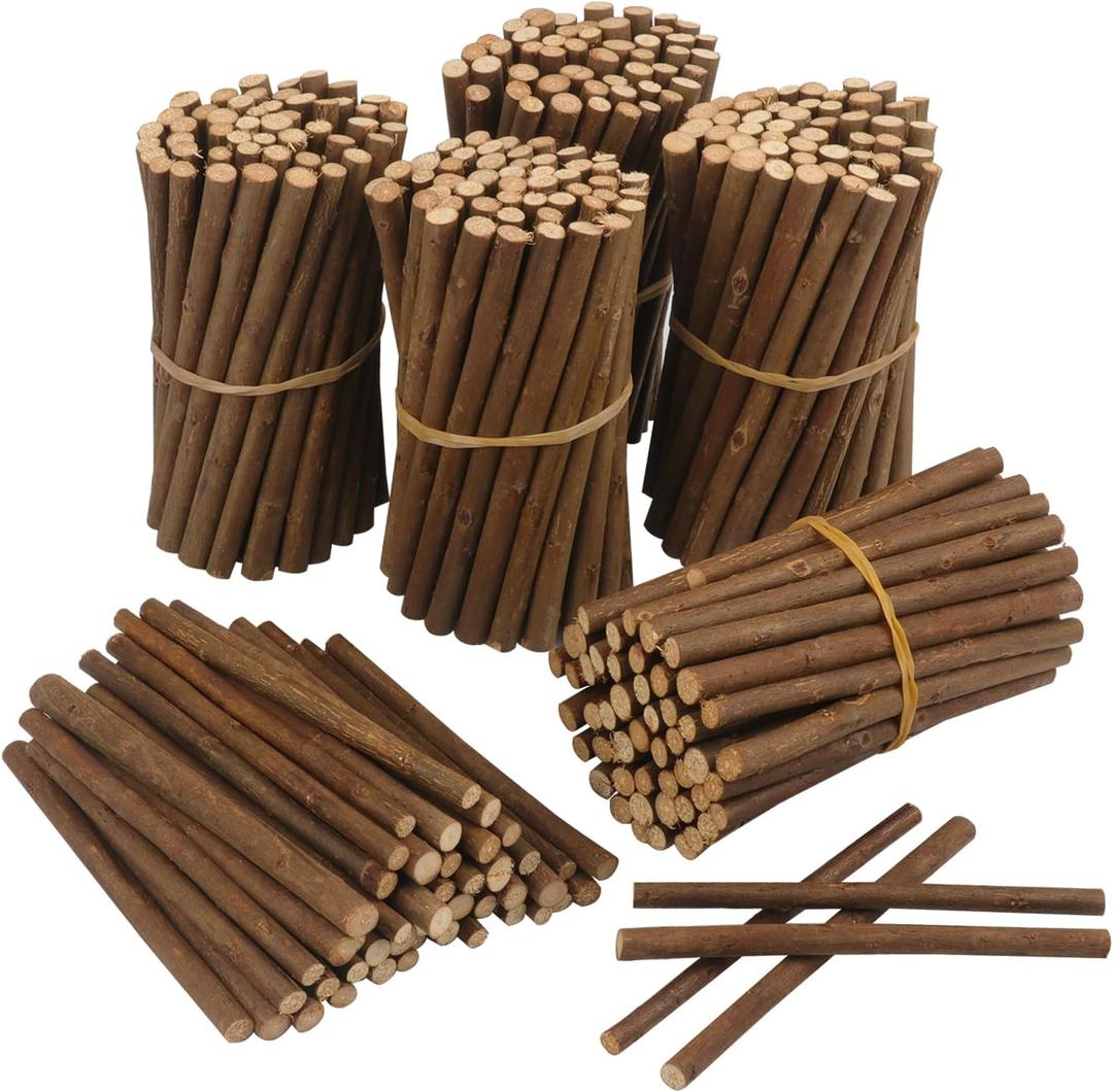 300 Pcs 6 Inch Wood Twigs for Crafts, 0.3-0.5 Inch Thickness Wood Log Sticks Twigs for Crafts Natural Mini Wooden Logs for DIY Projects, Landscaping, Photo Props, Home Decor