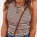Women's Ribbed Tank Tops Slim Fit Sleeveless Crewneck Summer Tops for Women Casual Going Out Ribbed Knit Shirts (Brown, XS)