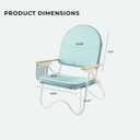 Padded Low Beach Chair, 4-Position Folding Outdoor Chair with Wooden Armrests, Cushioned Seat, Storage Pouch & Carry Strap for Beach, Patio and Lawn, Harbour Cypress Green