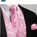 Enlision Suit Vest for Men Formal Paisley Mens Vests Dress Tie and Pocket Square Cufflinks Set Waistcoat Wedding Business