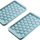 2 Pack Ice Cube Trays with Lid for Freezer,33-Cubes Round Ice Ball Molds for Drinks,Whiskey,Cocktail,Coffee,Plastic