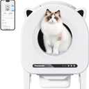 Self Cleaning Litter Box, 68 L Automatic Cat Litter Box for Multiple Cats, Robot with Dual Safety Protection, APP Control, Odor Removal Smart Litter Boxes, 2 Roll Trash Bags (White)