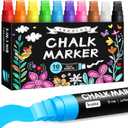 Window Chalk Markers for Glass Washable, 10 Colors Jumbo Liquid Chalk Marker with 15mm 3 in 1 Nib Thick Wide Tips, Big Chalkboard Markers, Car Paint Pen for Auto, Bistro, Mirror, Poster, Blackboards