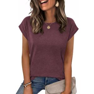 Zeagoo Womens Tops Summer Casual Cap Sleeve Tshirts Shirts Business Dressy Spring Fashion Outfits Trendy Clothes (Red, XL)