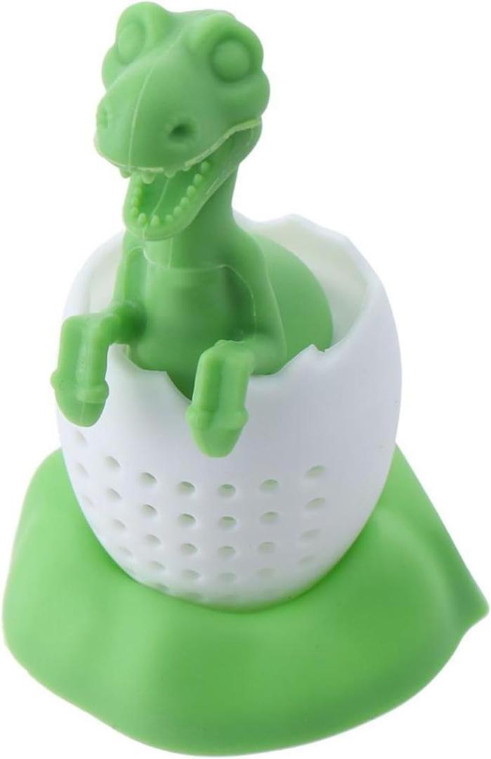 Tea Infuser- Dinosaur & eggshell Filter Diffuser Loose Tea Silicone Strainer for Different Mugs and Leaves,Green