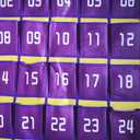 Numbered Cell Phone Pocket Charts for Classroom,Over the Door Hanging Calculator Holder Organizer 36 Pockets with Hooks for Teachers Purple