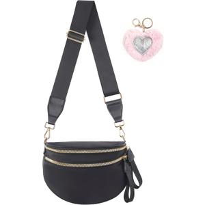 Bum Bag Pure Colour Crossbody Bags for Women,Spacious Purse Fanny Packs Belt Oversized (Colour Bum Bag-Black)