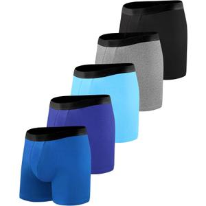 BEENIUBEE Incontinence Underwear for Men 150ML Absorbent Washable Reusable Heavy Flow Bladder Cotton Leak Proof Protective Boxer Briefs 5 Pack (Multicolor01, Large)