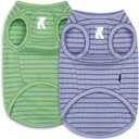 Koneseve Dog Shirt 2 Pack Breathable Sleeveless Vest, Stretchy & Soft, Purple & Vivid Green Size 4XL (4XL-(35~55lb) | Chest(~31"))