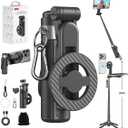 Upgrated 5-in-1 Magnetic Selfie Stick with Remote for Cell Phone 360° Rotation.Can Transforms into Mini Tripod/Camera Grip/Handheld Stabilizer/Phone Stand.Extend to 25 inches