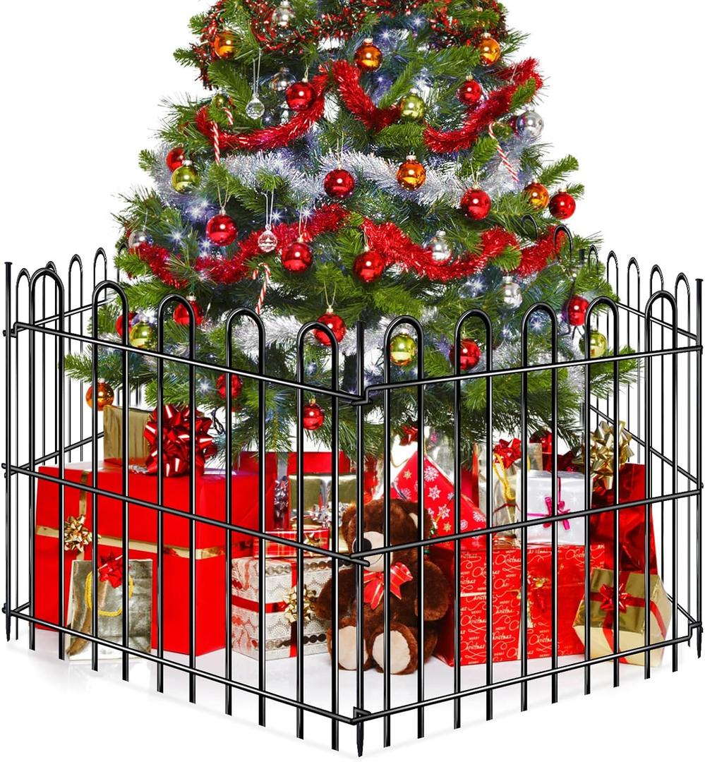 25 Panels Decorative Garden Fence, 50ft X 32in Rustproof Metal Animal Barrier Fence, No Dig Fence Garden Fence, Arched Flower Bed Edging Ornamental Wire Border Fencing for Outdoor Yard, Patio Decor (Black)