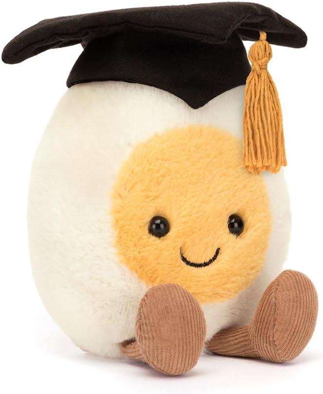 Jellycat Amuseables Boiled Egg Graduate Stuffed Toy, 5.5 inches - Food Plush - Fun Graduation Gift