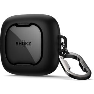 SURITCH for SHOKZ OpenFit Air Case Cover, Magnetic Locking Cases for SHOKZ OpenFit Air Open-Ear Headphones, Protective Bumper Cover with Carabiner & Keyring for OpenFit Air Earbuds (2024), Black