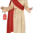 Morph Jesus Costume For Men Plus Wig And Beard - Jesus Christ Halloween Robe Outfit (XX-Large)