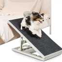2 in 1 Adjustable Dog Ramp Bed for Small Medium Pets Folding Collapsible Pet Ramps with Non Slip Carpet Portable Indoor Puppy Ramp for Sofa,Chair