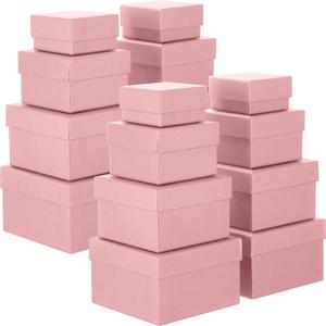 Yahenda 16 Pack Square Nesting Gift Boxes with Lids 4 Assorted Sizes Gift Boxes with Lids for Christmas Wedding Mother's Day Bridal Shower Birthday Party Favor(Pink)