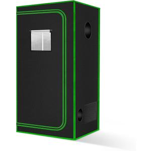 MELONFARM 34"x34"x72'' Grow Tent, High Reflective 600D Diamond Mylar Canvas with Observation Window and Floor Tray for Hydroponic Indoor Plant Growing