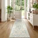 Morebes Washable Runner Rug 2x6,Bathroom Runner Rugs 24 x 72 Non Slip Washable,Vintage Boho Ultra-Thin Indoor Throw Carpet Runner for Hallway Entry Bedroom Laundry Room, Cream/Multi