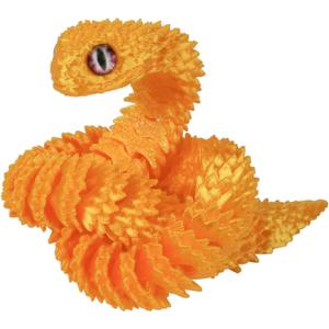 jinccai 3D Printed Snake Viper Articulated Toy,Animals,12 in, Surprise Collectible for Home/Office Desktop Decor Gift for Birthday, Lunar New Year, Chinese New Year (Gold)